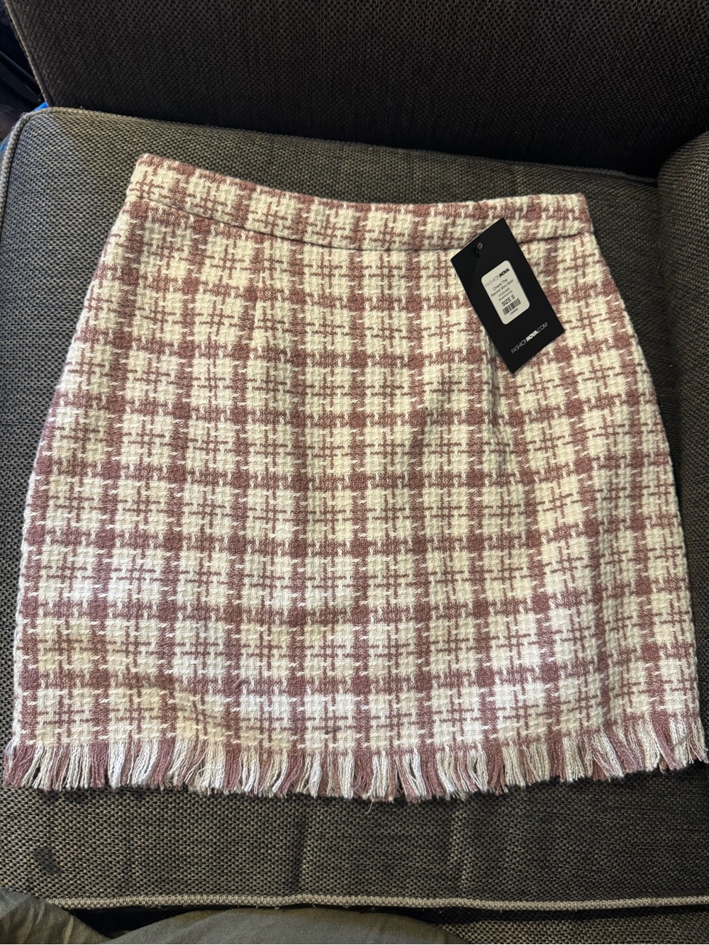 Fashionnova Fringe Mini Skirt - Pink & White